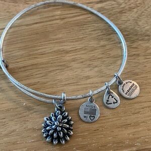 Alex and Ani water Lily flower charm bracelet bangle